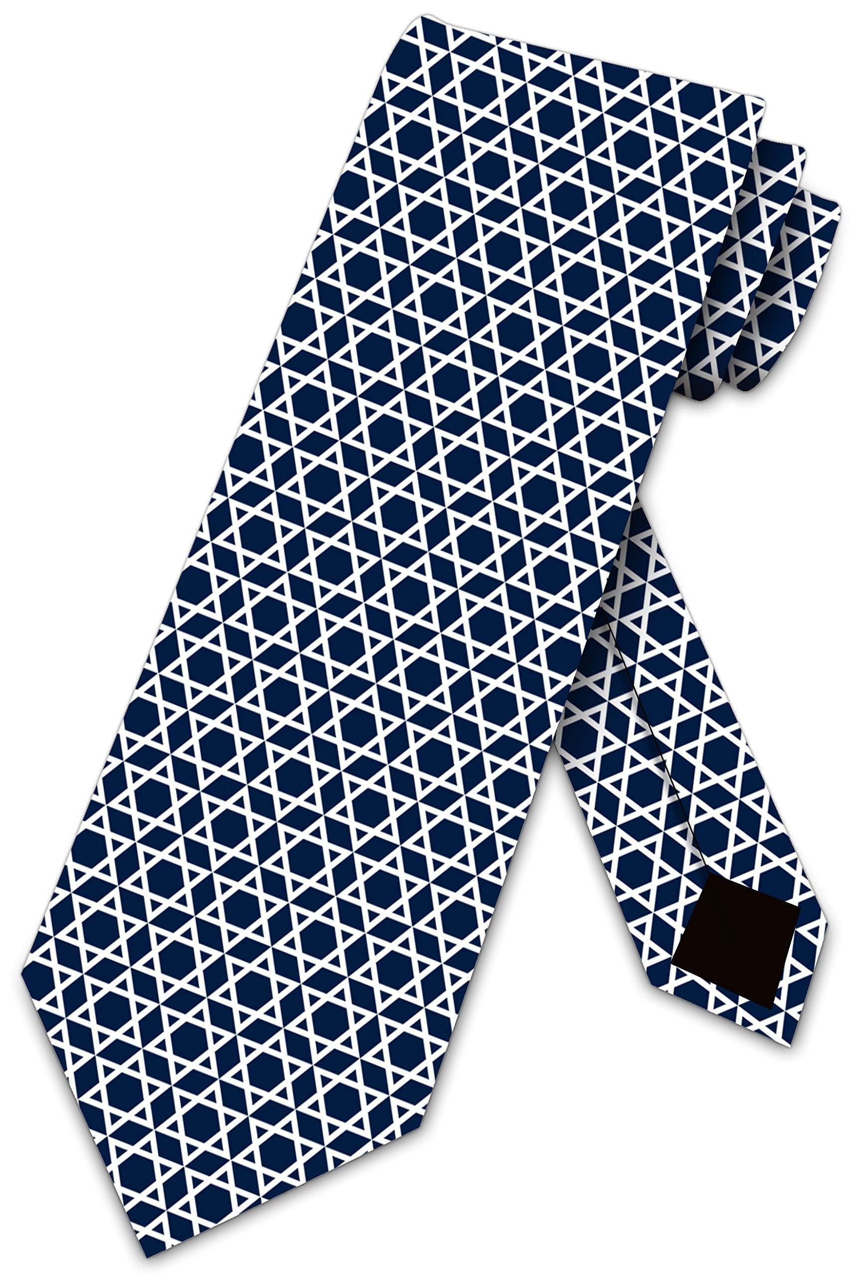 Three Rooker Men's Navy Star Of David Ties Religious Necktie, One Size
