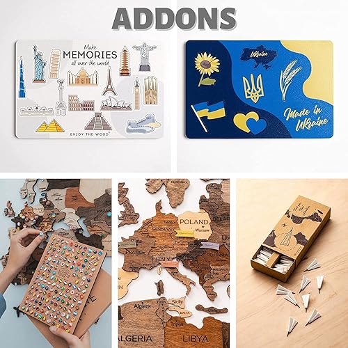 Miniatura 8 de ENJOY THE WOOD Framed World Map Wall Art Wood Travel Decor 3D World Map On Board Wall Rustic Decoration Housewarming Gift (Medium, Board, Cruise)