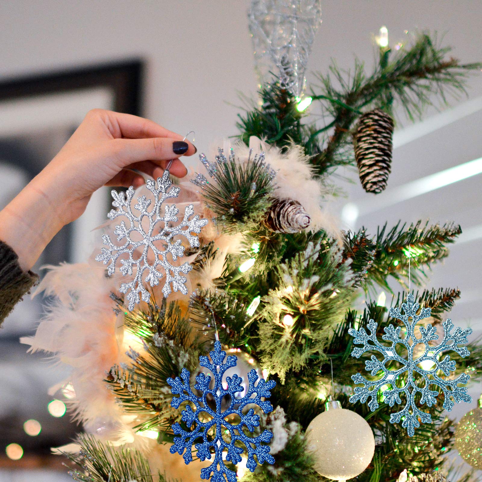 Amazon.co.jp: NALER クリスマス 飾り オーナメント 雪の結晶 24