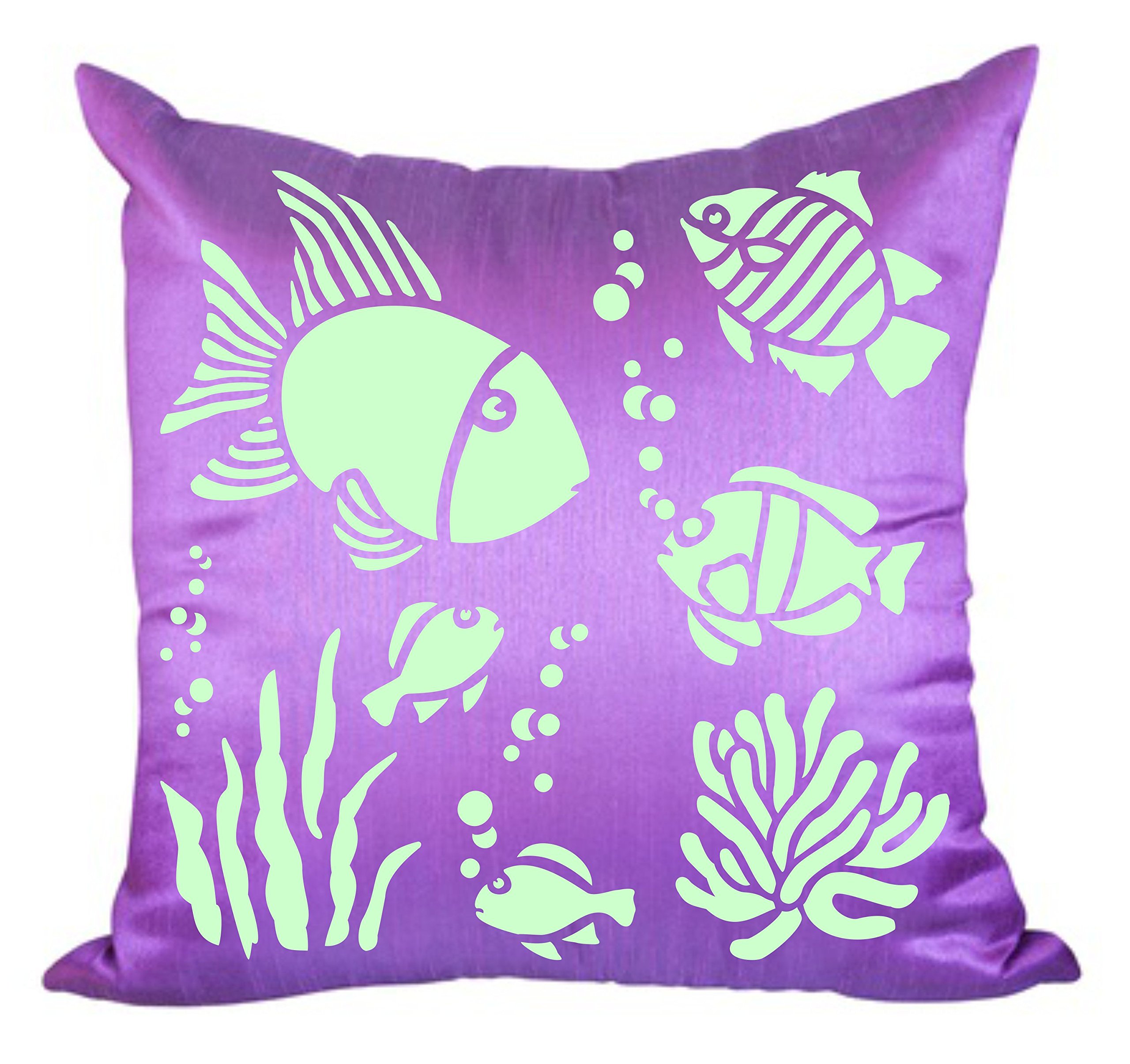 Tropical Fish Stencil - 11.5 x 11.5cm (S) - Reusable Fish Seaweed Corel Kelp Bubbles Wall Stencil Template - Image 2