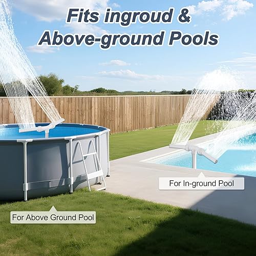 Miniatura 4 de Spray de fuente de cascada para piscina, 2 cabezales de fuente, rociador de agua, temperaturas frescas y cálidas del agua de la piscina, aireador