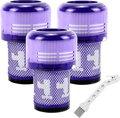 ATXKXE Filtro de repuesto V12 para aspiradora inalámbrica Dyson V12 Detect Slim y V12 Slim, número de pieza 971517-01, paquete de 3 filtros y 1