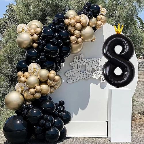 Miniatura 26 de Globo negro del número 5 con corona, globos de número grande de 40 pulgadas, suministros de decoración de fiesta de cumpleaños de 5 años Globo 5