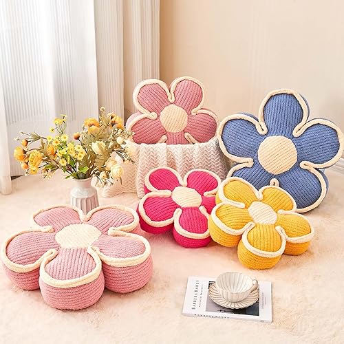 Miniatura 4 de Kcvvcr Almohada de flores, cojín suave en forma de flor, cojín decorativo de flores, bonito cojín de asiento de flores, almohadas de felpa para