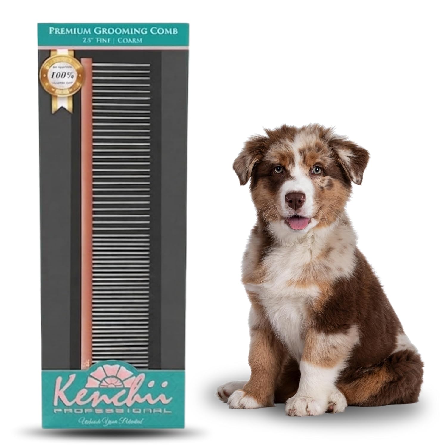 Kenchii Premium Satin Rose Gold Grooming Combs (Medium)