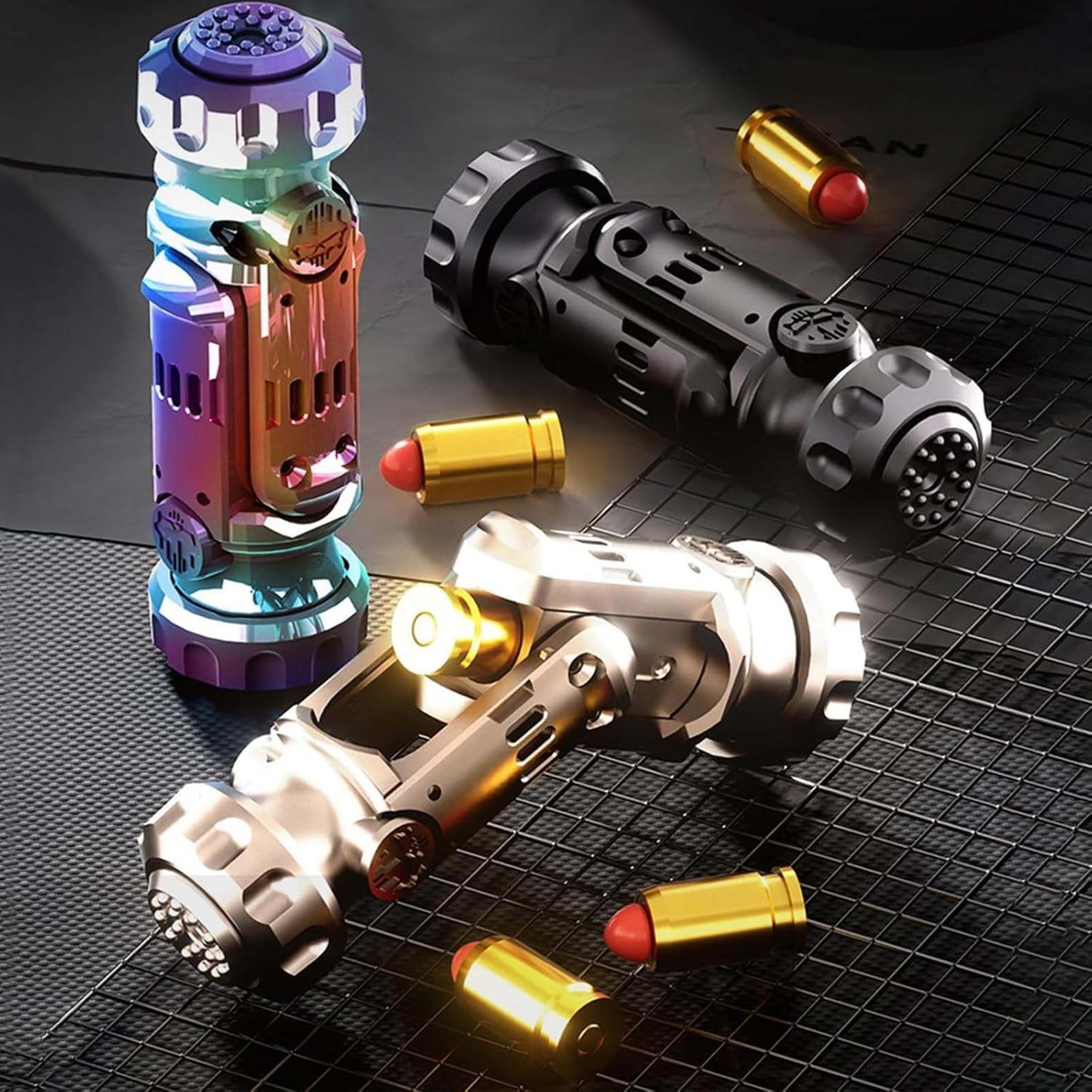 Zabawka antystresowa Combo Spinner i Slider, 1 sztuka | Metal premium CNC, ciche obracanie i klikanie. Miotacz do rzutek Idealne biuro, ADHD, niepokój. Przenośne Brązowy