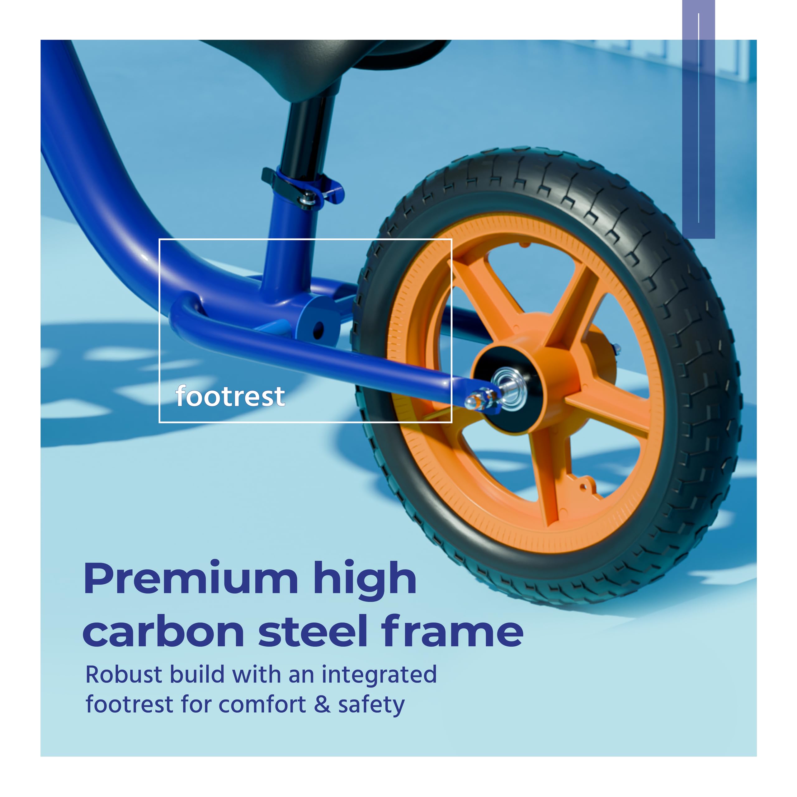 Lifelong Balance Bike for Kids 1.5-3 Years | Ergonomic Frame | Pedal Free Balance Bike |Crash Guard | Quick-Release Height Adjustment | Toxic Free Mag Wheels & Grip| Suitable for Girls & Boys (Blue) - Image 6 thumbnail