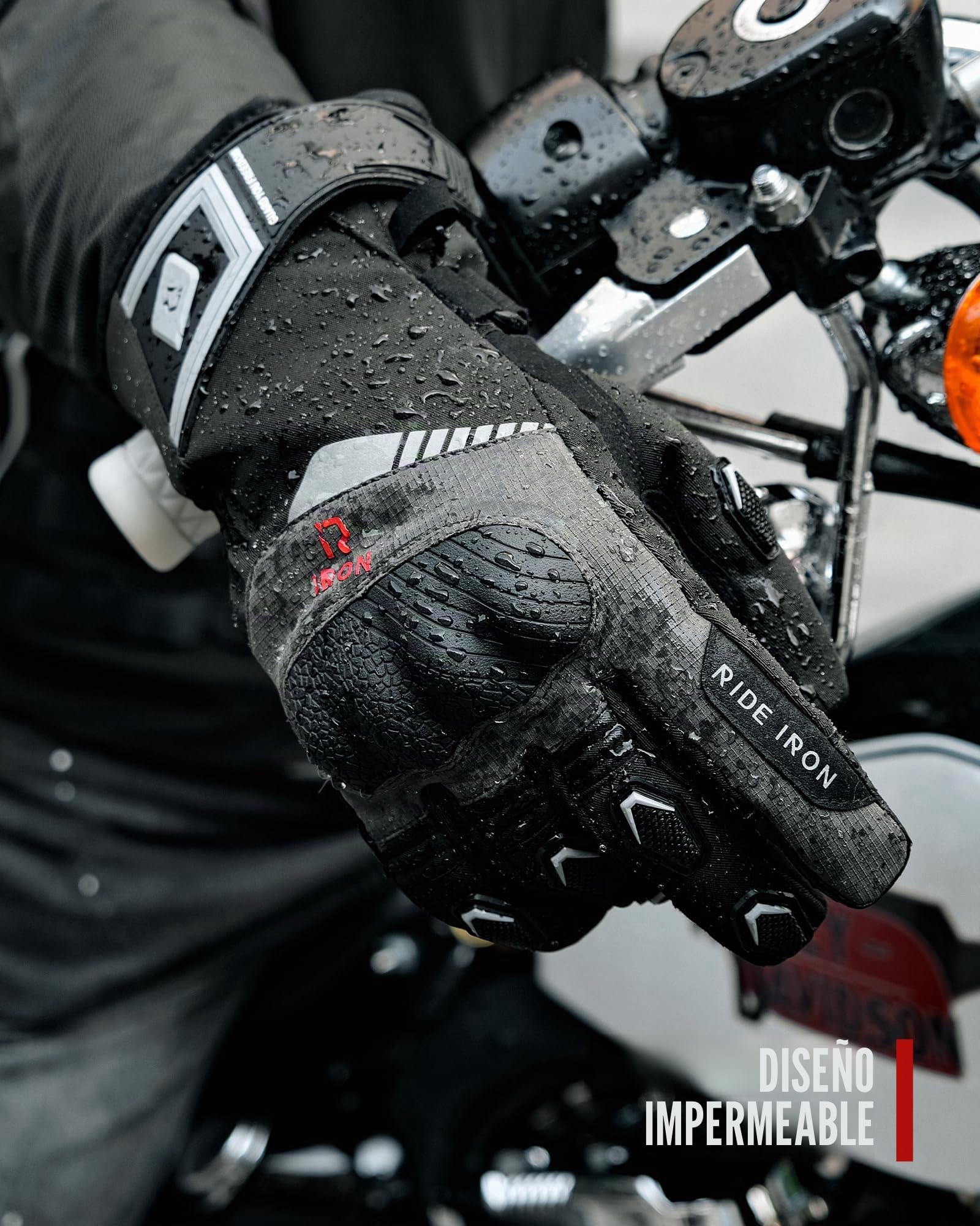 RIDEIRON Guantes Moto Hombre Invierno, Impermeables, con Tecnología 3M, Guantes Moto Touchscreen, Protección y Confort para Conducción en Climas Fríos (Negro, Medium)