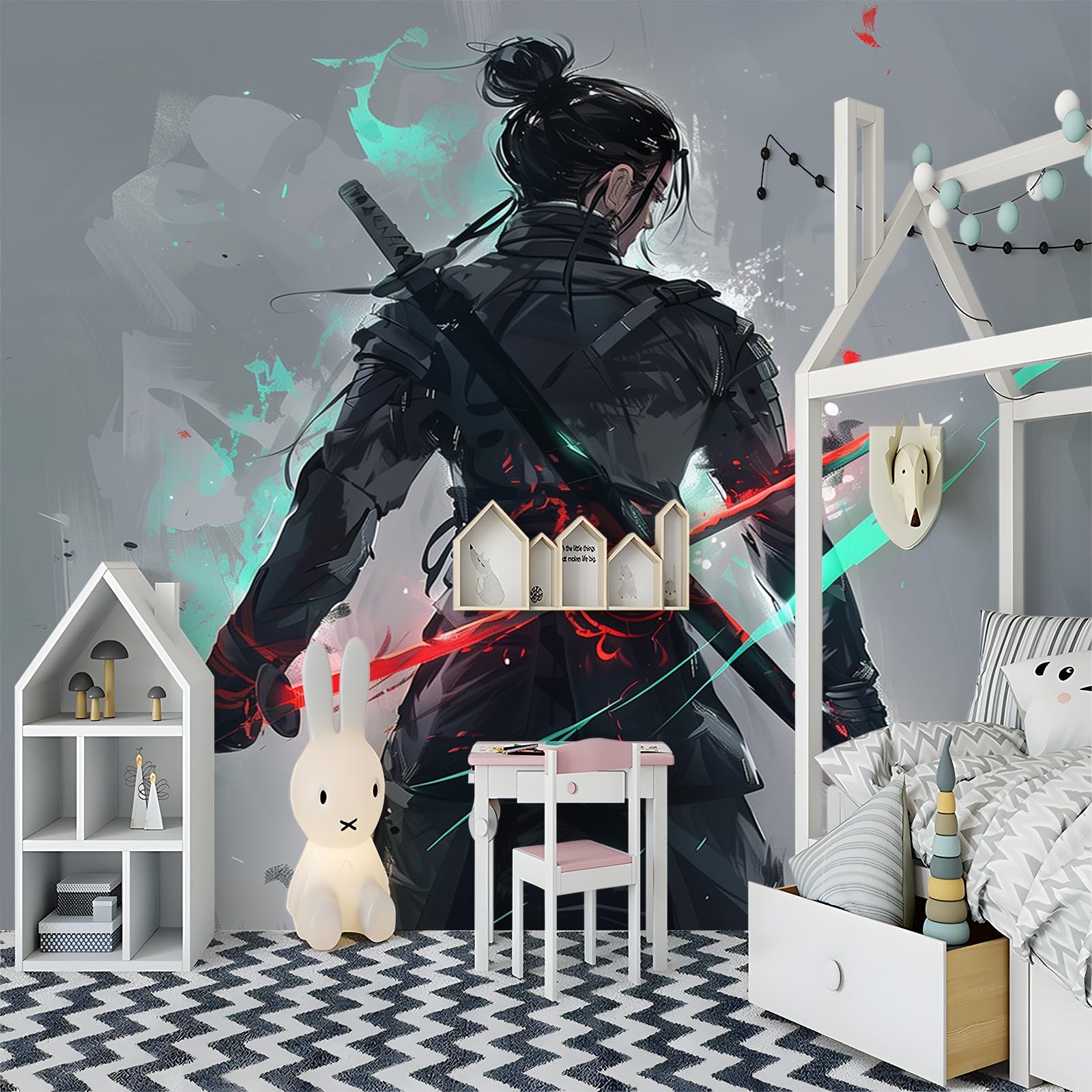 Fototapete Japanische Anime-Charaktere 300x210 cm Vlies Tapete 3D Effekt Moderne Wandtapete Dekoration, für Wohnzimmer Schlafzimmer TV-Hintergrund Wanddeko Wallpaper