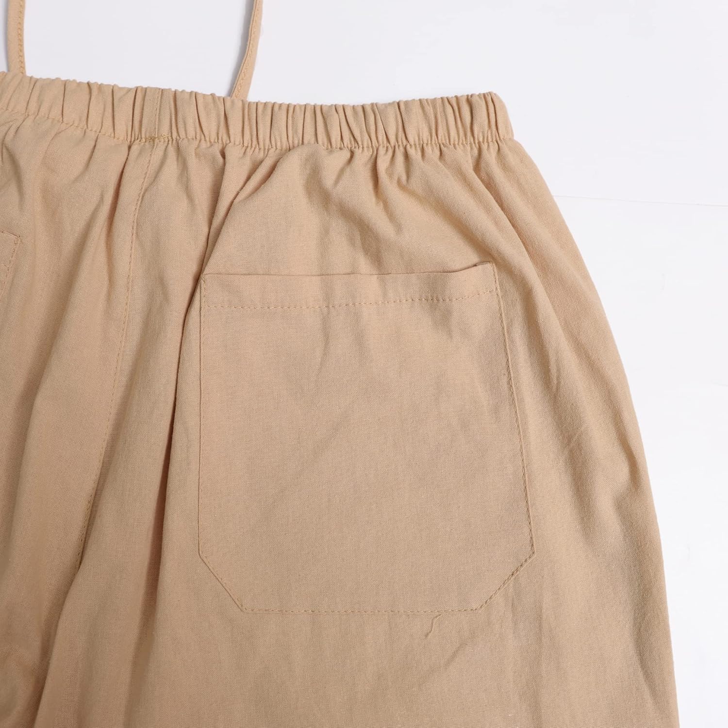 WOWULOVELY Mens Casual Cotton Linen Pants Loose Lightweight Elastic Waist Trouser Yoga Beach Pant Pockets