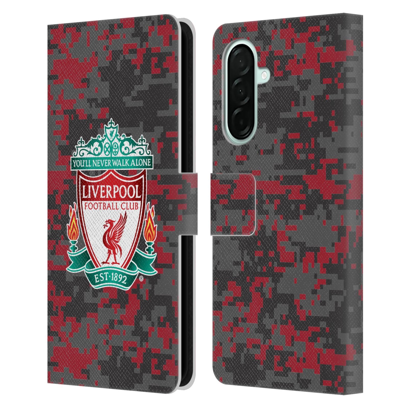 Head Case Designs Officially Licensed Liverpool Football Club Club Colours Crest Digital Camouflage Leather Wallet Case Compatible With Samsung Galaxy A26 5G