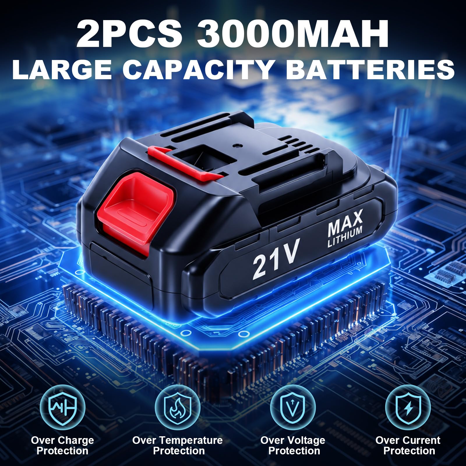 Akku Astschere 50mm mit 2x3000 mAh Batterien, Bürstenloser Elektrische Gartenschere Kompatibel mit Makita 18V, mit LCD-Anzeige und Ersatzklingen, Tragbare Baumschere für effizienten Schnitt