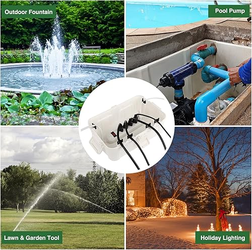 Miniatura 8 de Paquete de 3 cubiertas de seguridad para cable de extensión para exteriores con sello impermeable, caja eléctrica grande para exteriores, cubierta