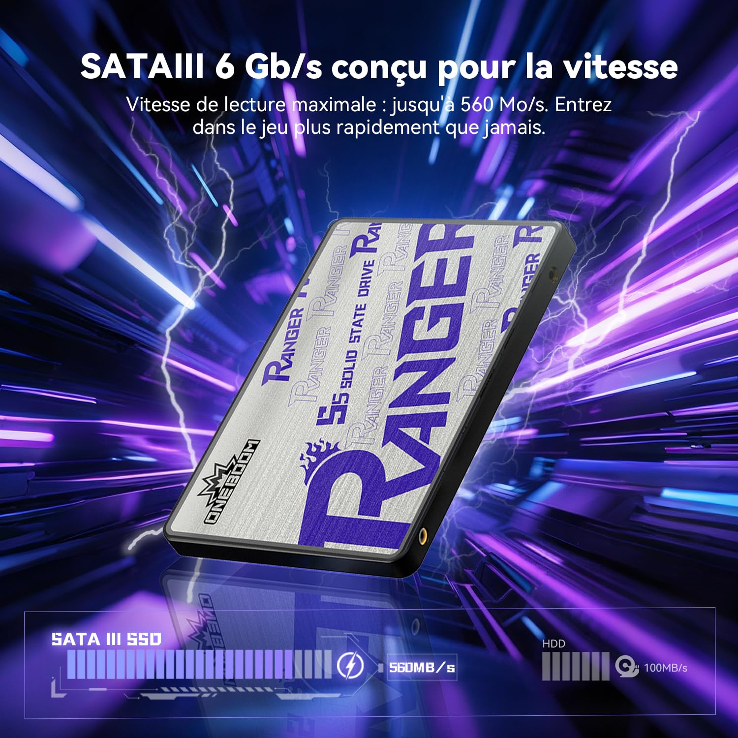 KingSpec OneBoom SSD 2To 2,5 Pouces SATA III 6 Go/s Disque Dur Interne SSD, Vitesse de Lecture jusqu'à 550 Mo/s - pour PC/Ordinateur Portable/PS4
