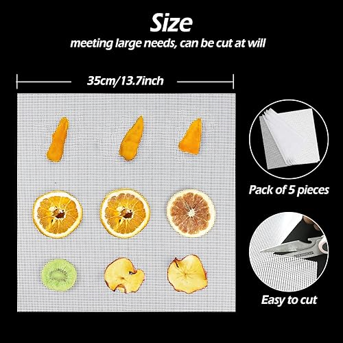 Miniatura 2 de GeeRic 5 hojas de deshidratador de silicona, juego de deshidratador de alimentos reutilizables, 14 x 14 pulgadas congelador cuadrado