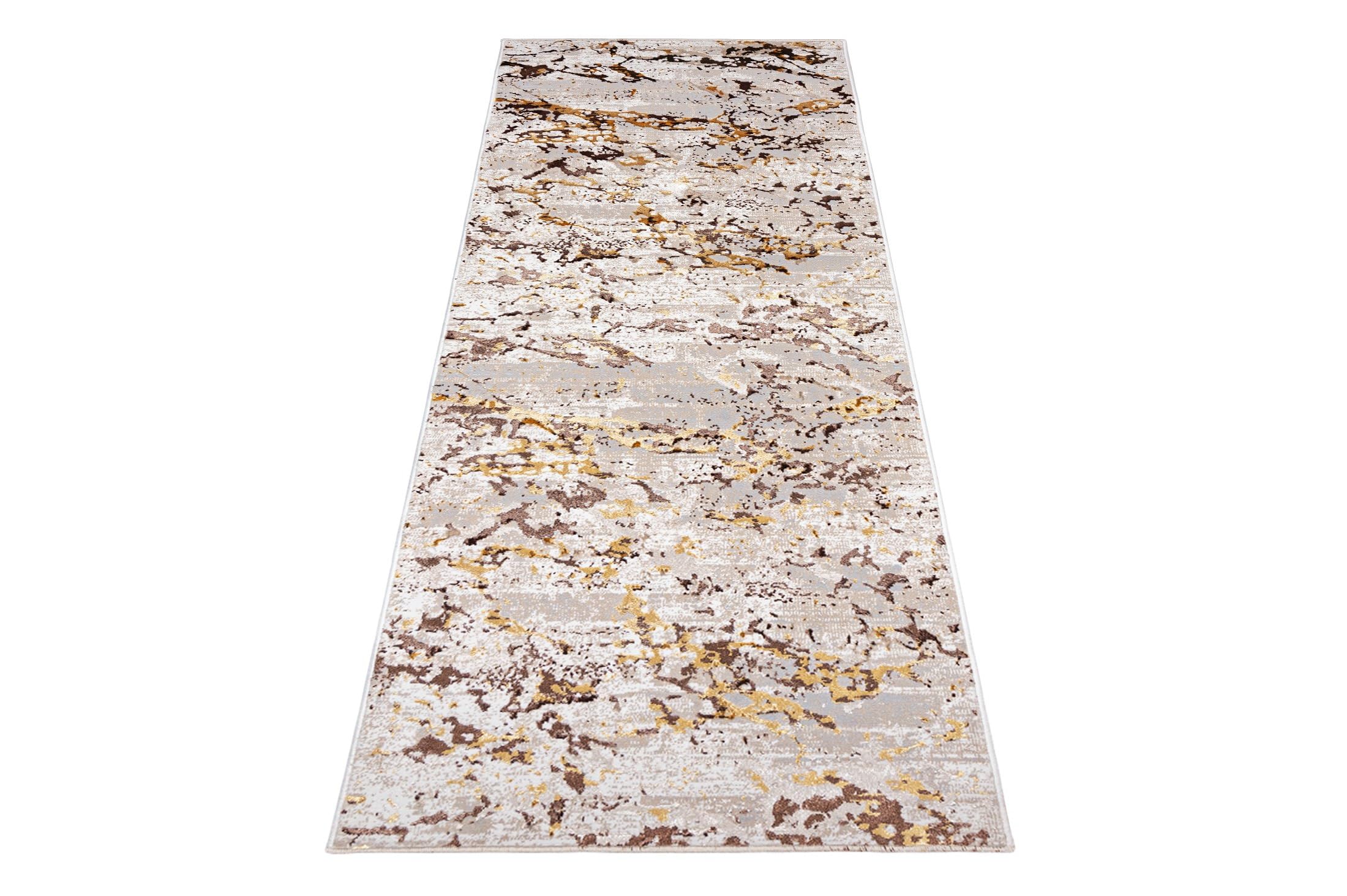 Mazovia Tapis de Couloir Couloir 70x300cm Crème Abstrait Glamour Élégant | Tapis de Couloir pour Cuisine Buanderie Chambre Entrée Beige Chauffage au Sol Facile D'entretien Poils Courts Vendu au Mètre