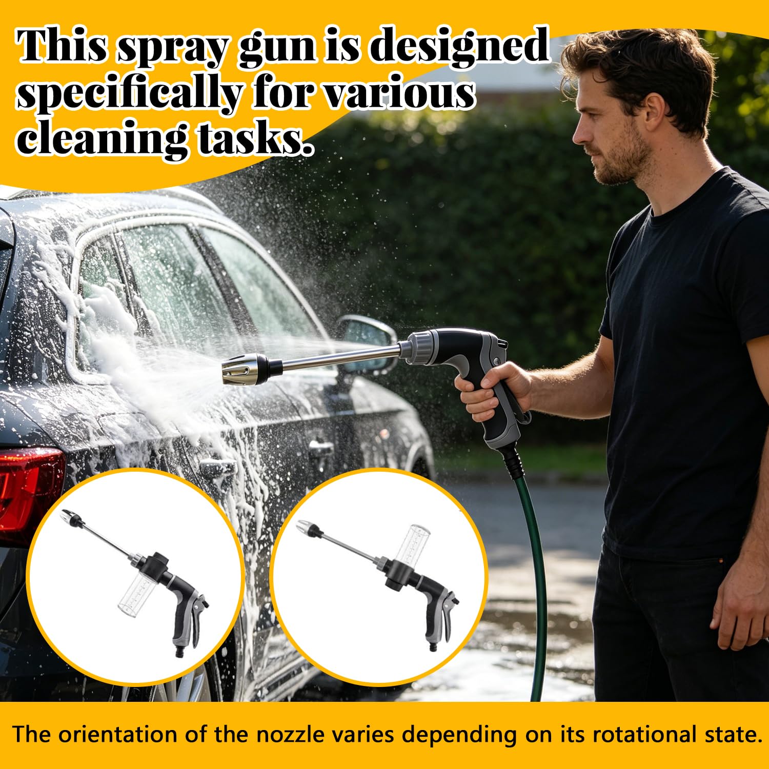 Power Jet pistola ad alta pressione, TurboWasher per tubo da giardino, Pistola ad alta pressione per tubo da giardino con accessori, Idrojet Power Washer per lavaggio auto giardino terrazza