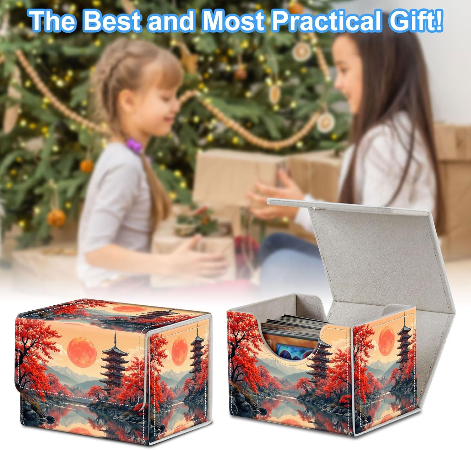 Japanese Pagoda Deck Box for MTG Commander | Holds 100+ Double-Sleeved Cards | Strong Magnetic TCG Card Case for Collectible Games