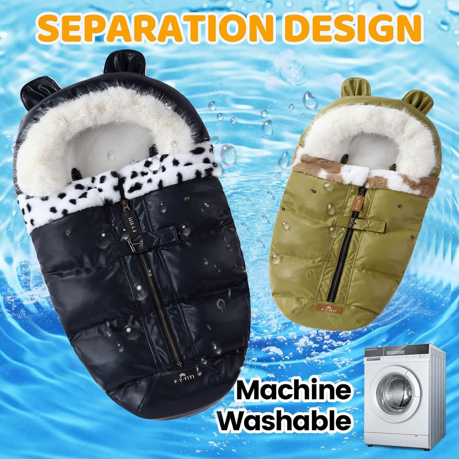 Saco universal para cochecito de bebé, impermeable, acogedor, cálido para invierno, saco de dormir, saco de dormir para interiores y exteriores, para cochecito de bebé (negro)