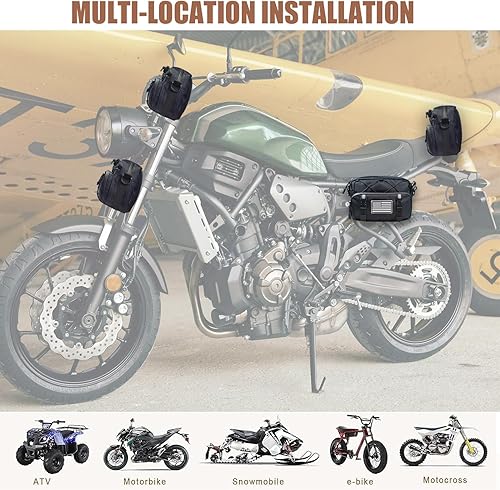 Miniatura 5 de Bolsa universal para motocicleta, bolsa negra para manubrio de motocicleta, bolsa de herramientas resistente al agua 1680D, bolsa de tenedor, bolsa