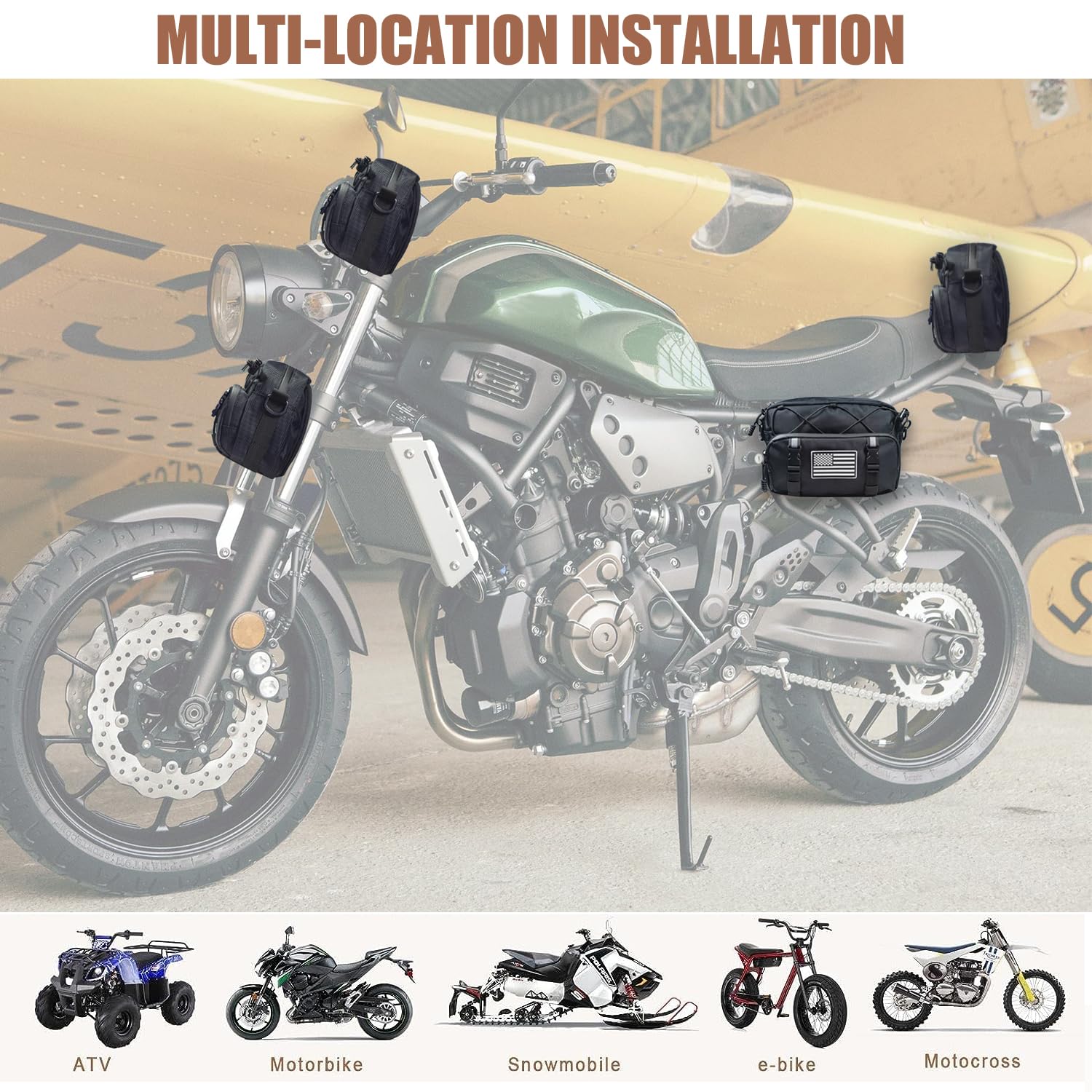 Bolsa Guidão Motocicleta OUMURS - Impermeável 1680D 6 Bolsos