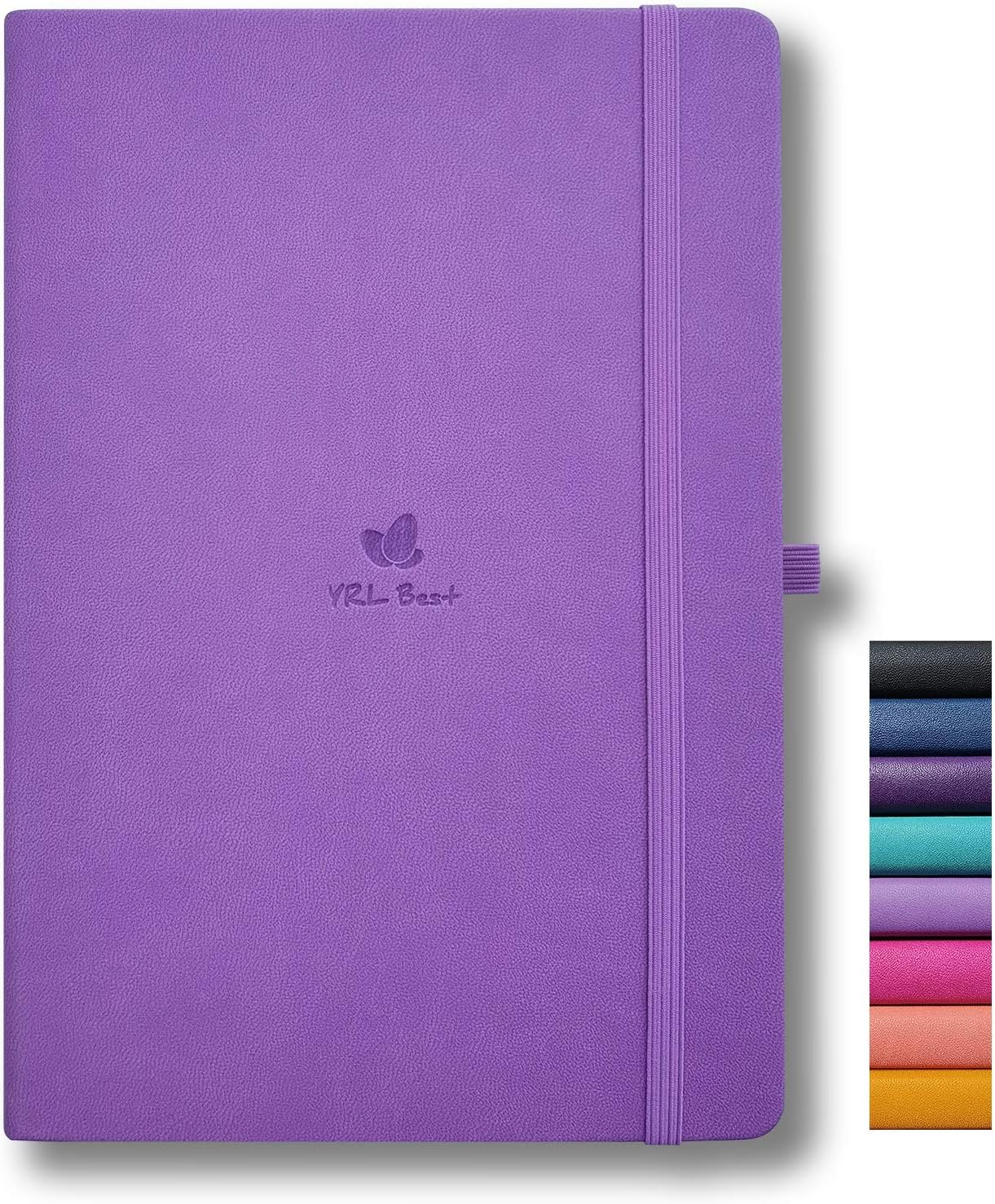 A5 Hardcover Notebook Journal with Pen Loop, College Ruled/Lined, 5.7x8.3 Inches, 192 Numbered Pages of Premium Thick Paper, Fine PU Leather, Sewn Bound, Inner Pocket, Lays Flat, Lavender