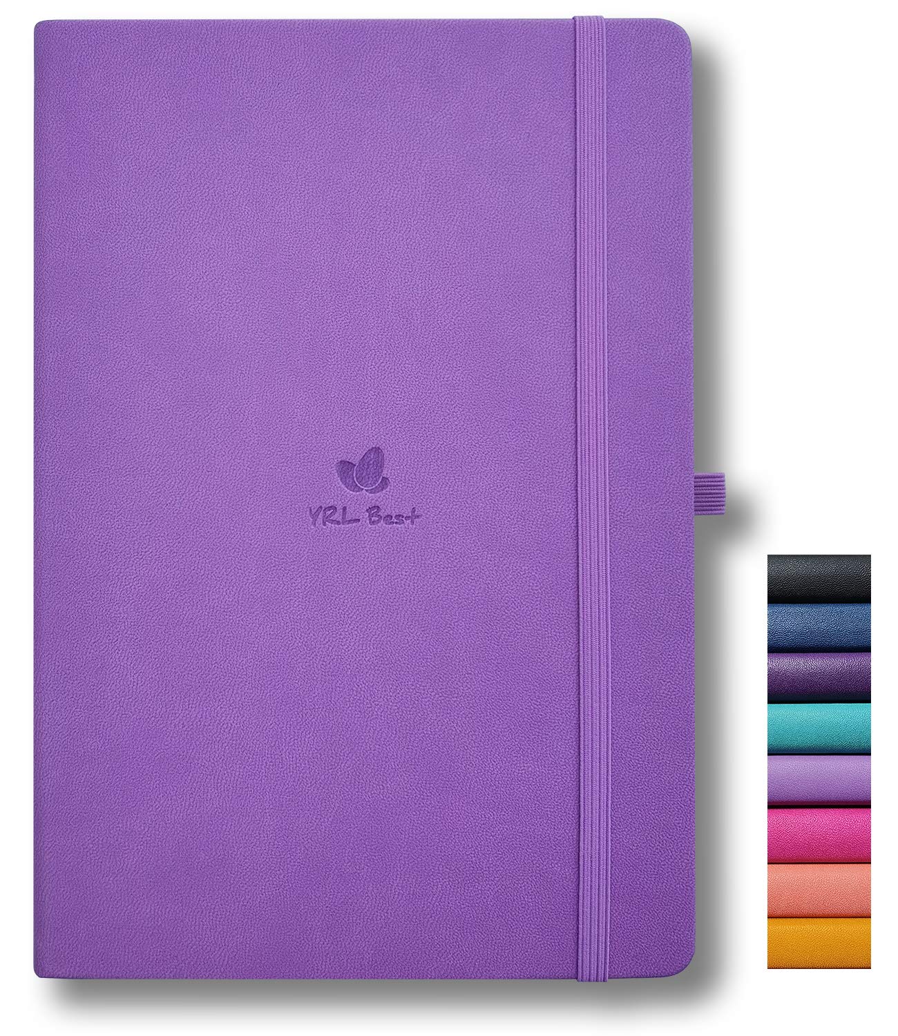 A5 Hardcover Notebook Journal with Pen Loop, College Ruled/Lined, 5.7x8.3 Inches, 192 Numbered Pages of Premium Thick Paper, Fine PU Leather, Sewn Bound, Inner Pocket, Lays Flat, Lavender