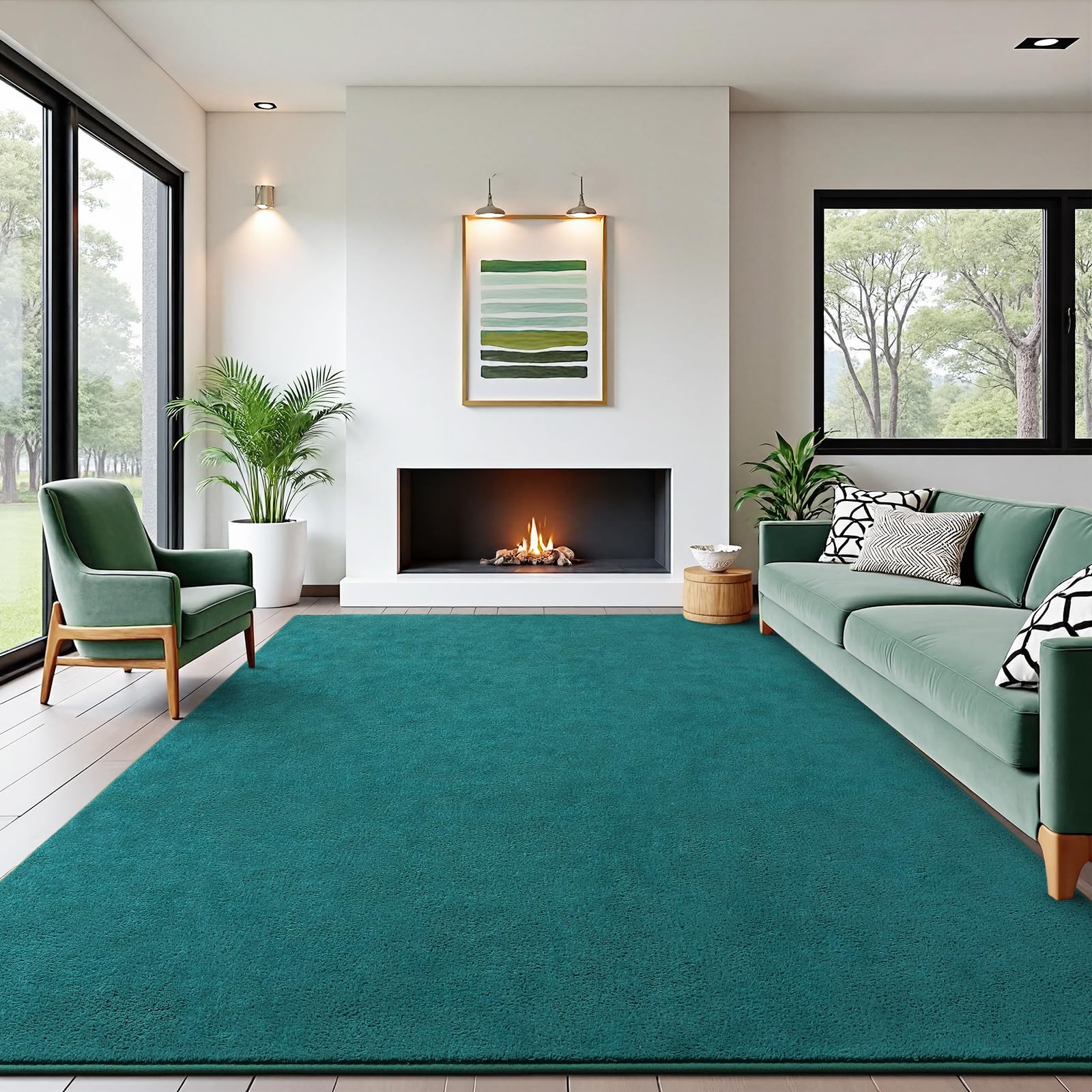 B BENRON Soft Rugs for Living Room 6x9 Teal Green, Minimalist Area Rug for Bedroom Nursery Dining Table Dorm, Large Throw Rugs for Men Boys Girls Kids