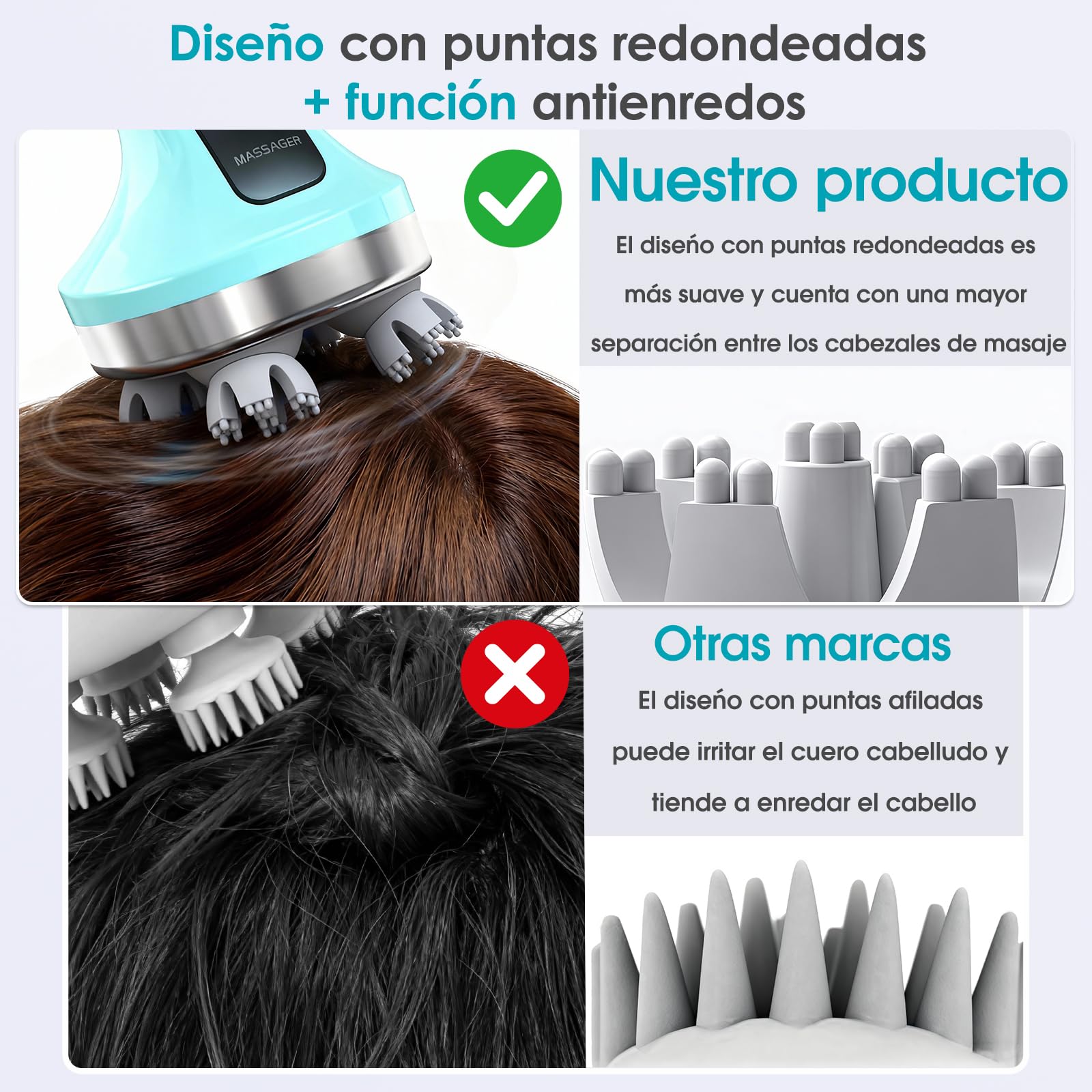 Masajeador de cuero cabelludo eléctrico 4D, masajeador de cuello y hombros con 108 nudos de amasado, masajeador corporal inalámbrico para piernas y espalda, IPX7 resistente al agua, 4 modos