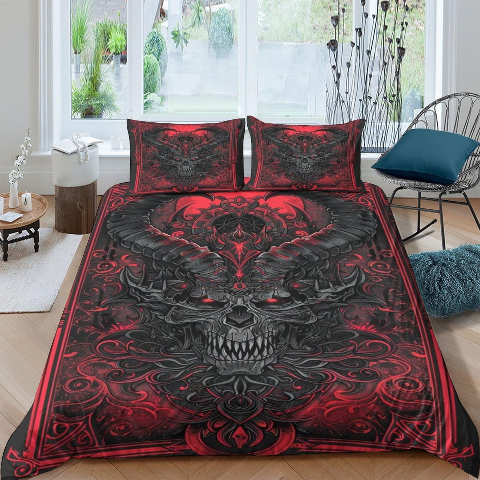 QPIRINMEX Gothic Bedding Terror Duvet Cover with Zipper Closure Soft Microfiber Quilt Cover Boys And Girls Double（200x200cm）