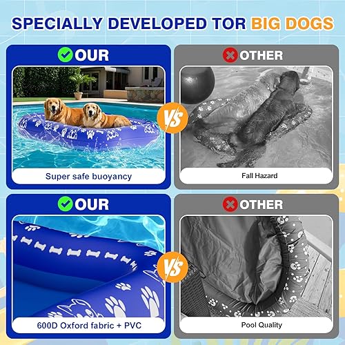 Miniatura 2 de Flotador para perros para piscina, flotadores para perros para piscina, flotador inflable para perros grandes, piscina plegable para perros