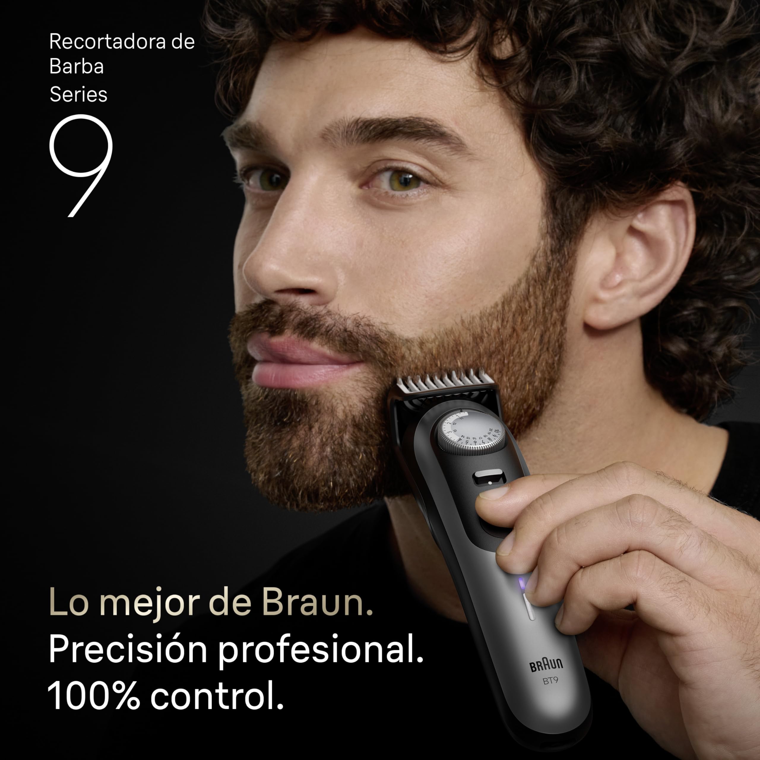 Braun Recortadora de Barba Series 9 BT9545, Cromo - Barbero Recargable Resistente al Agua, +10 Accesorios para Barba, 180 Min de Autonomía, 52 Longitudes, Lámina Ultra Afilada