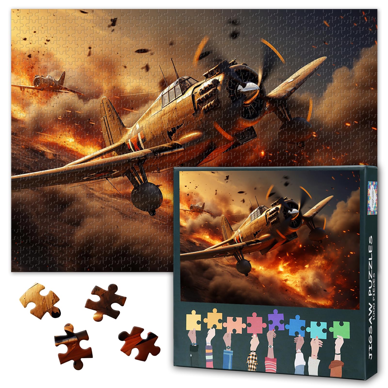 German Figher Puzzles for Adults 1000 Pieces, World War II Fighter Plane Jigsaw Puzzles, Adult Puzzle for Adults, Educational Fun Games or Toys for Elders Friends 20X27 INCH