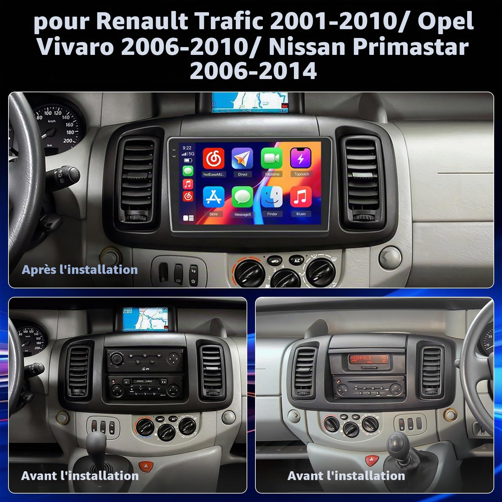 4+64G Autoradio pour Renault Trafic 2001-2010 Opel Vivaro Nissan Primastar