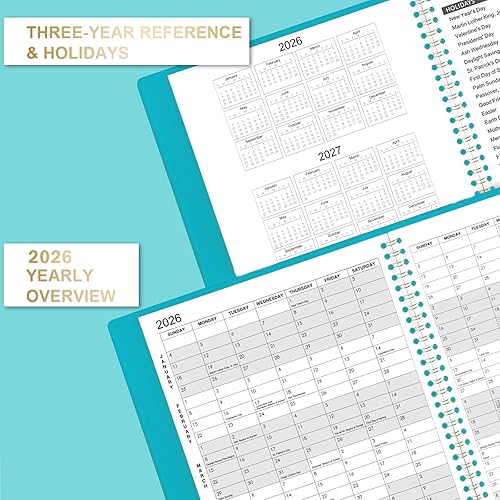 Miniatura 7 de Agenda mensual 2025-2026 – Agenda 2025-2026 de julio de 2025 a diciembre de 2026, 9 x 11 pulgadas, planificadores de cuero con pestañas y