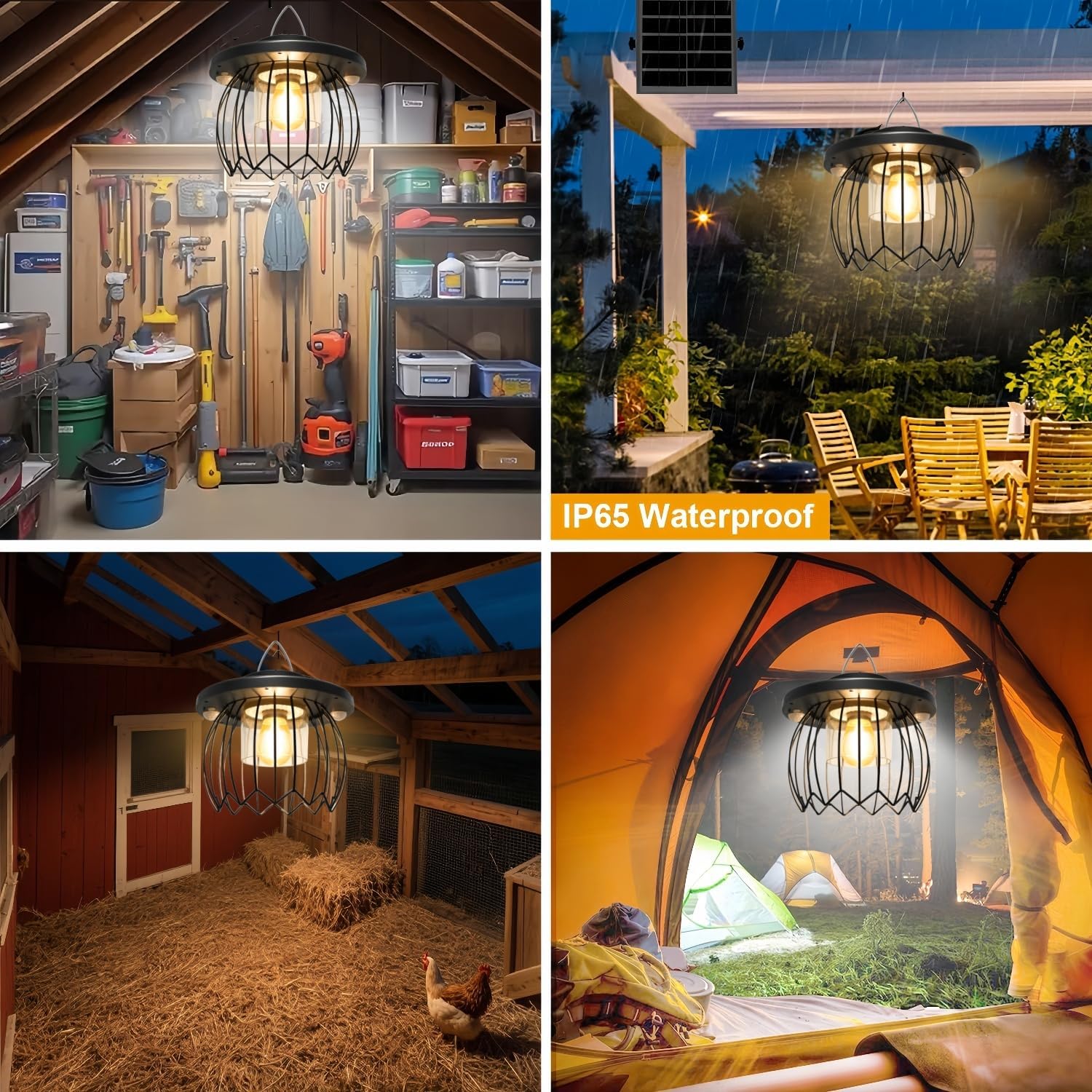 Solar Pendant Lights for Outdoor and Indoor,Solar Powered Shed Light, Motion Sensor, Remote Operated, 5 Mode Options, Warm & Cool White, Waterproof for Garage, Patio, Garden, Barn
