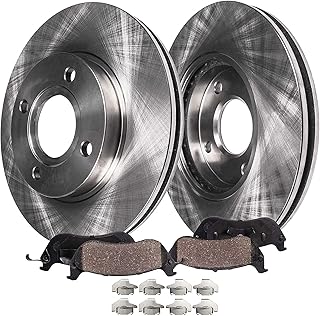 Detroit Axle - 4 Lug Front Disc Rotors + Ceramic Brake Pads Replacement for Chevy Cobalt Pontiac G5 Saturn Ion - 4pc Set