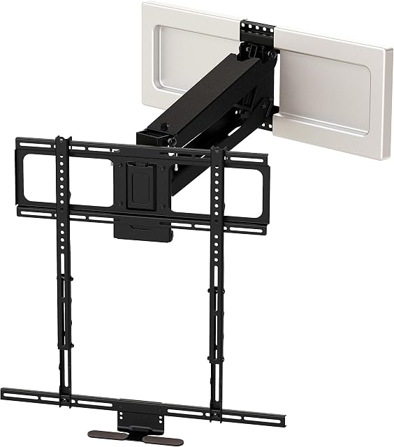 MantelMount MM540 Above Fireplace Pull Down TV Mount - with Patented Heat-Sensor Handles, soundbar Attachment, paintable Covers, auto-straightening, Adjustable Stops, Wire tabs, Swivel & tilt