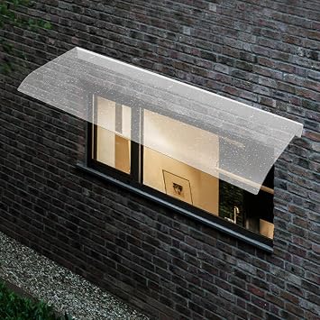 Window Awning Door Canopy, 40x100cm Polycarbonate Cover Transparent Door Canopy Awnings, Outdoor Front Porch Doors UV/Rain/Snow Protection, 3.5mm Thick, Easy to Install (Clear, 40x100cm)