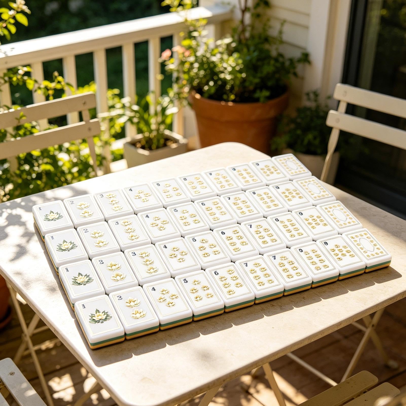 de Mahjong Set de 160 Pièces avec Dés Gravés en Acrylique
