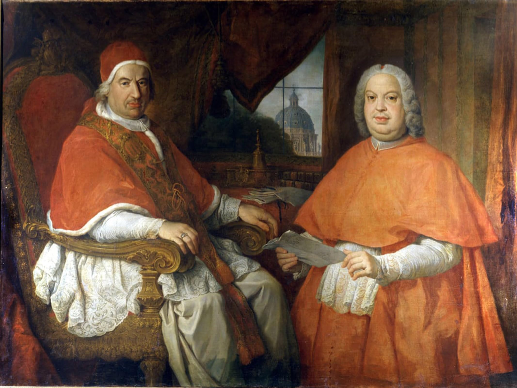 ARTXLXXBN Famous Print Painting Colorful Art Print Portraits of Benedict Xiv and Cardinal Silvio Valenti Gonzague Painting by Paolo Pannini Canvas Art Decorations for Home Decor 60x90cm