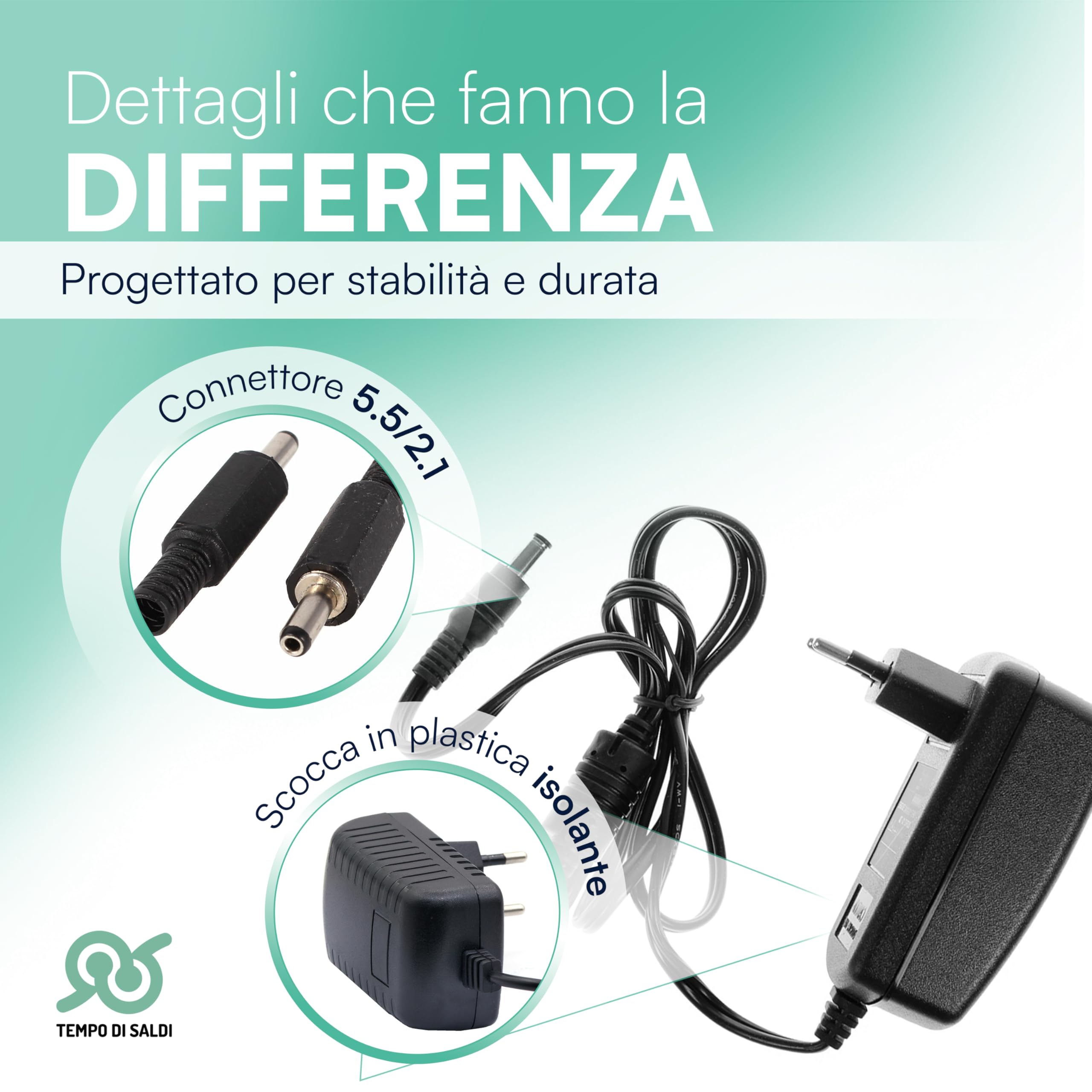 TEMPO DI SALDI Alimentatore Da 2 Ampere 12 Volt Per Telecamera E Striscia A Led 2.1/5.5 mm CCTV
