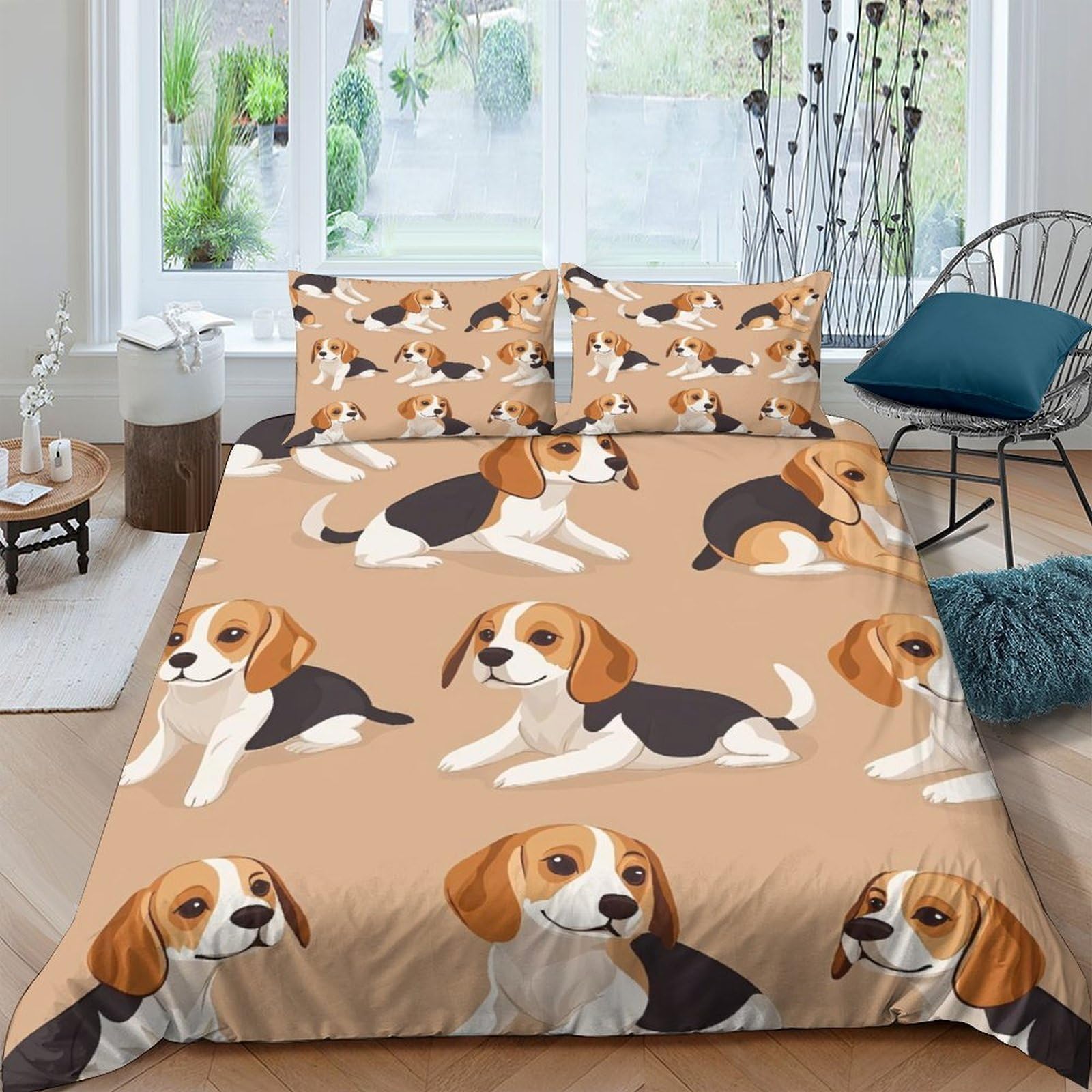 Ctjqhvkz Style-9 3D Printed Beagle Dog Pattern Fitted Sheet Microfiber Bed Cover Easy Care Non-Slip Bedroom Decor For Adults Teens Single（135X200cm）