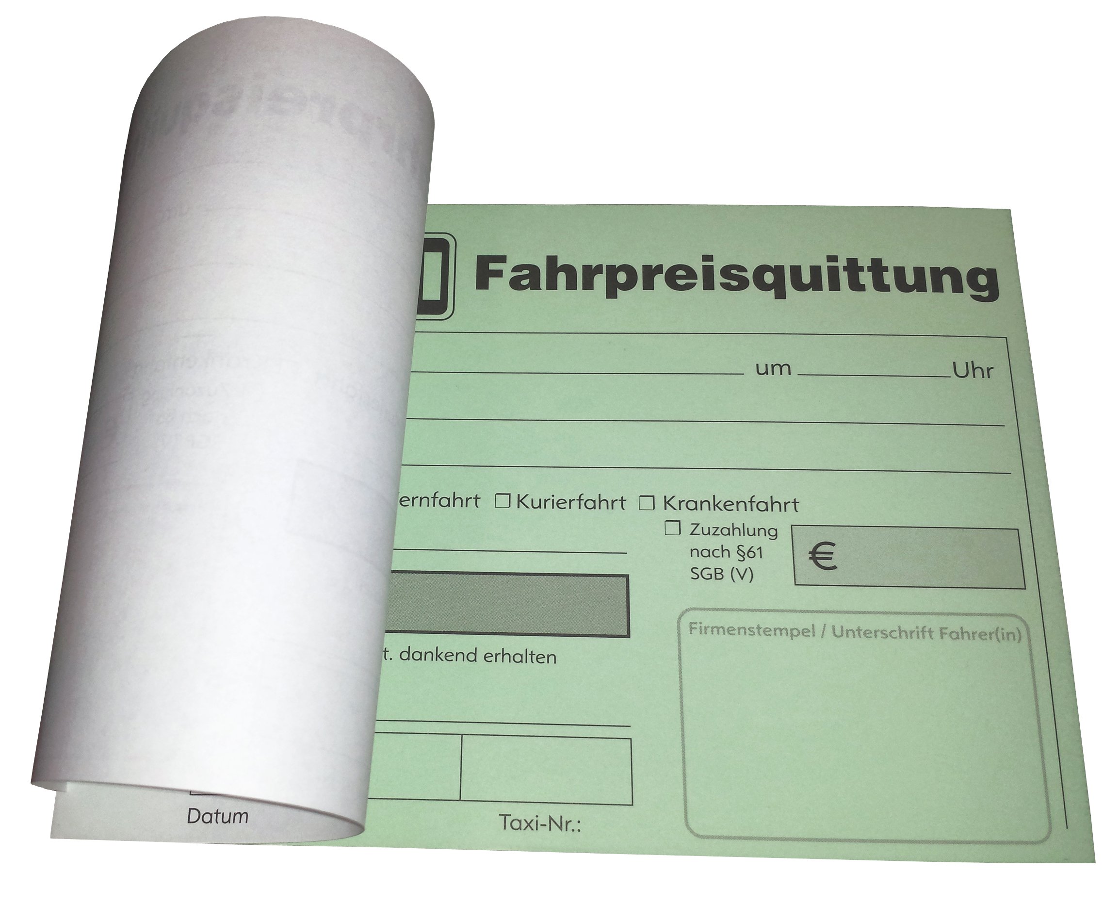 10x Taxiquittung - Taxi-Fahrpreisquittung als Block - 2 x 50 Blatt DIN A6 - gelocht - SD -durchschreibend (22428)