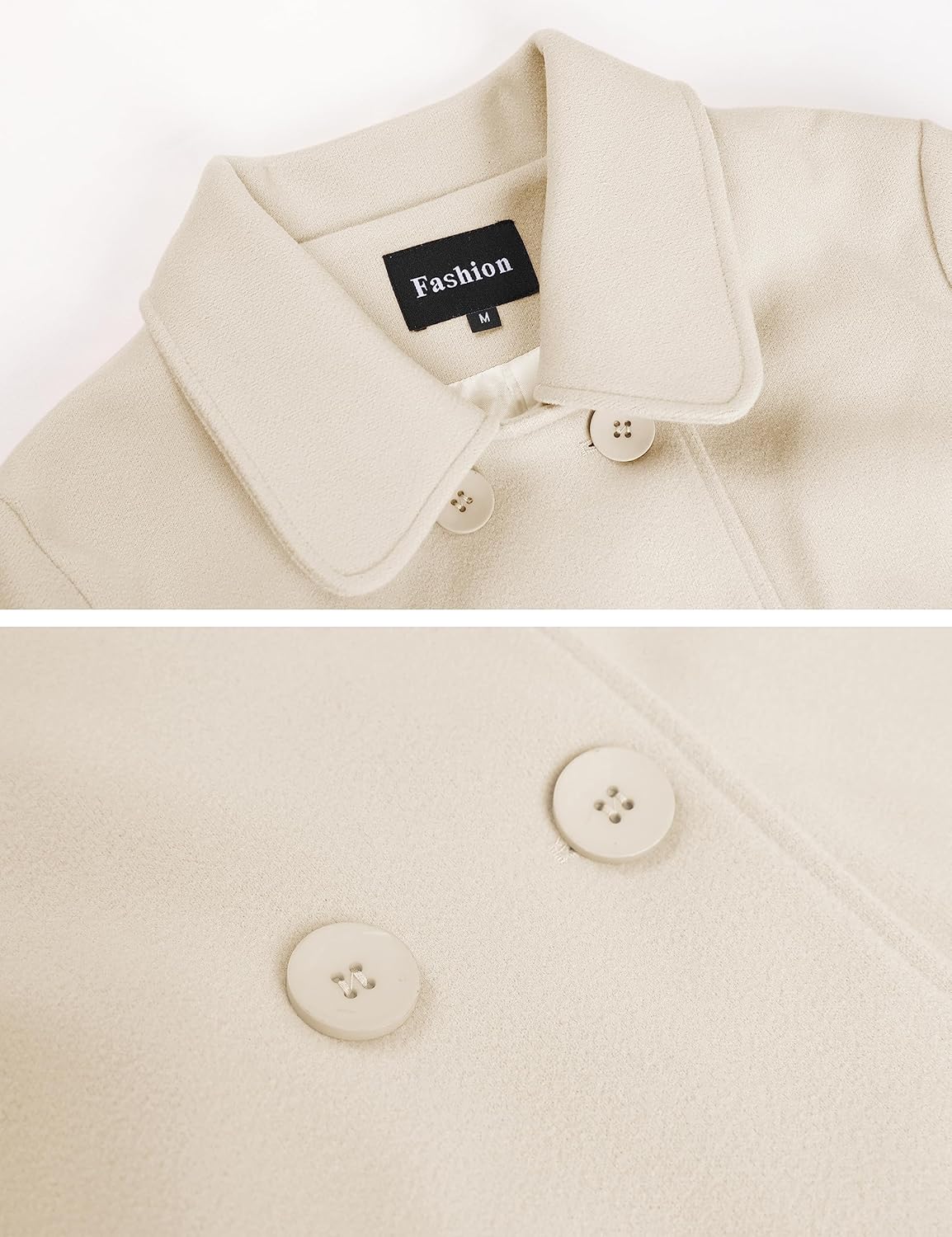 Tanming Women's Winter Double Breasted Coat Black Wool Peacoat Long Sleeve Trench Coat - Image 6