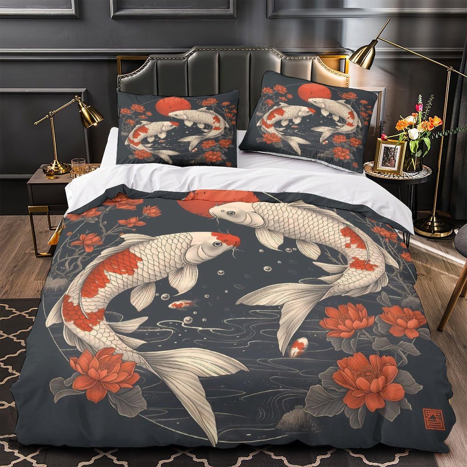 Housse de couette 3D promenade romantique pour lit super king