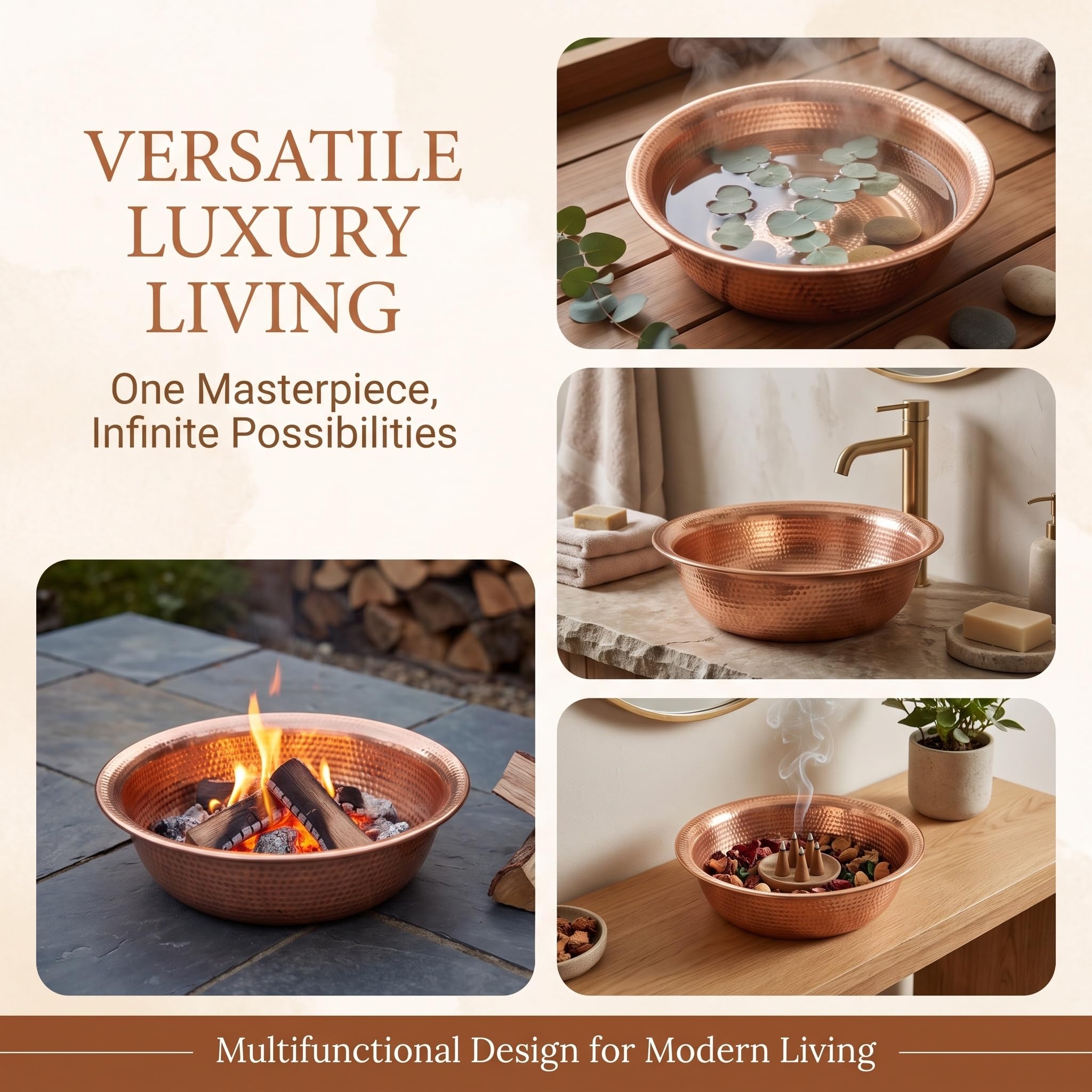 Lavabo De Cobre Martillado A Mano, Cuencos Portátiles De Cobre Para Pedicura, 13, 14 Y 16 Pulgadas (opcional), Material De Latón, Para Acampar, Lavarse La Cara Y Los Pies 14in