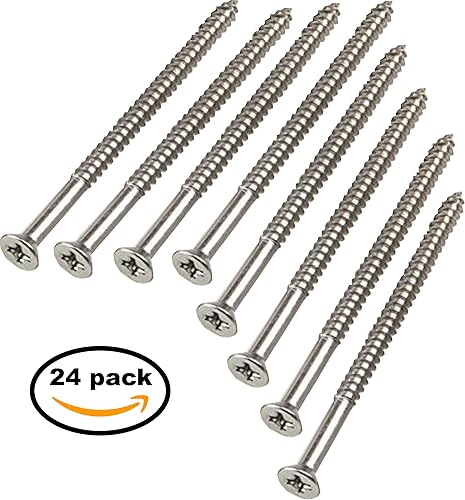 Miniatura 5 de Tornillos para madera de níquel plateado satinado de 9 x 3 pulgadas, tornillos extra largos para bisagra de puerta, tornillos de seguridad para