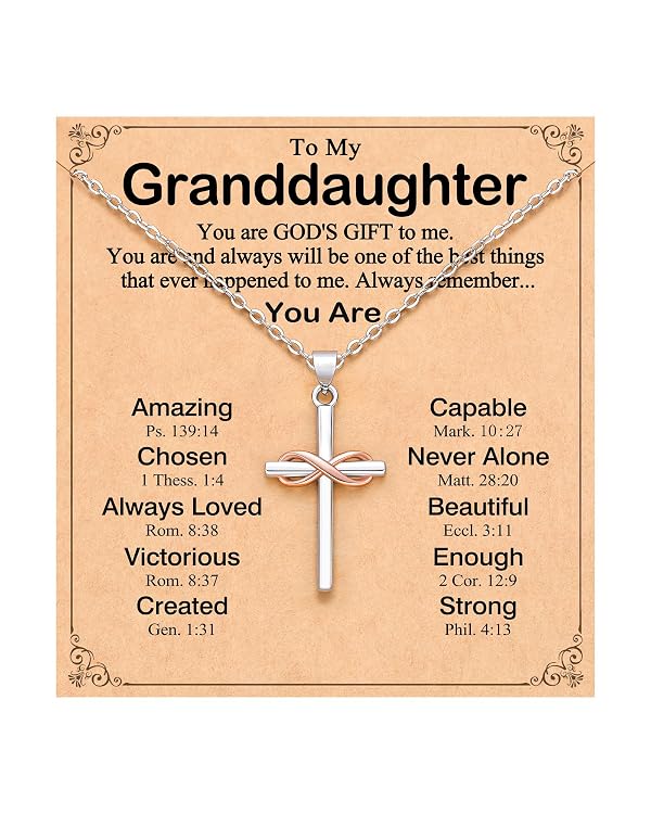 UPROMI Cross Necklace for Girls Granddaughter from Grandma Baptism First Communion Confirmation Gifts for Tween Teen Girl Trendy Stuff Teenager Ideas Jewelry 10 12 Year Old Birthday 5th 8th Grade Graduation Gifts by UPROMI - Used condition - US$13.09