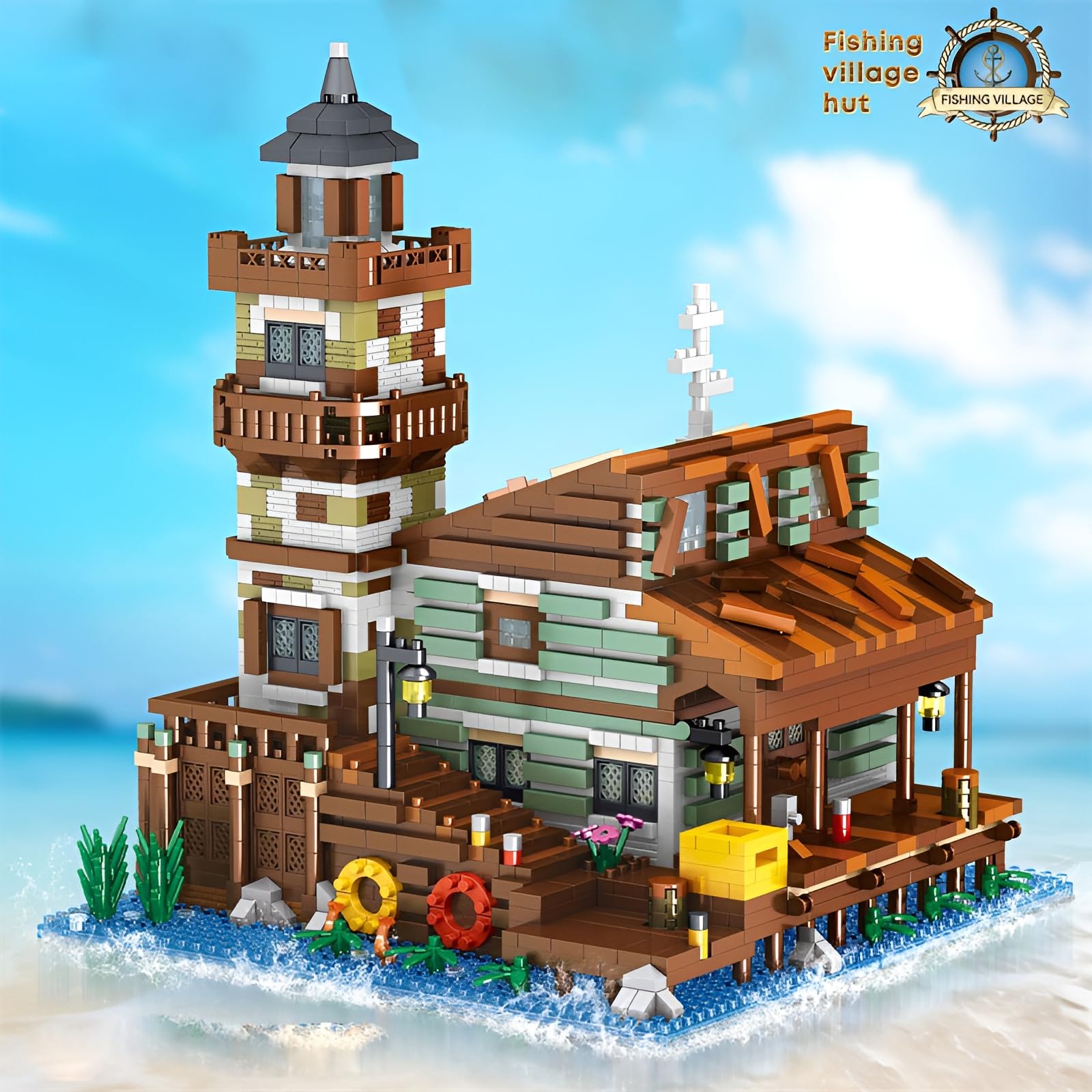 Fishing Village Hut Micro Building Set, 2689PCS STEM Architecture Game Modular Building Bricks Kit, Creative House Model Toys - Image 3